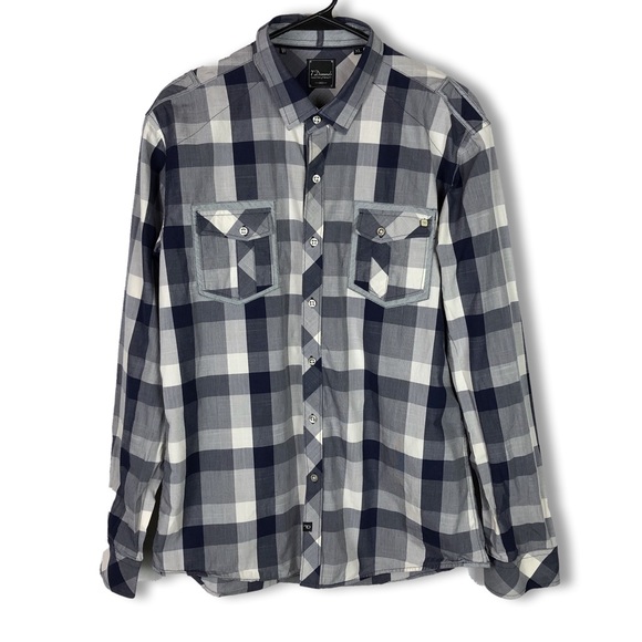 7 Diamonds Other - 7 Diamonds Blue Gray Plaid Button Down Shirt XL